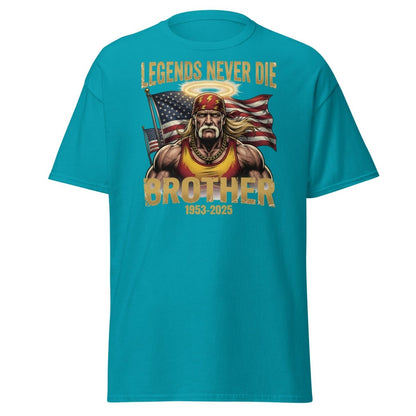 Hulk Hogan Legends Never Die Tribute T-Shirt - Brother 1953-2025 - Tropical Blue - TeeRipple