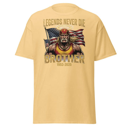 Hulk Hogan Legends Never Die Tribute T-Shirt - Brother 1953-2025 - Yellow Haze - TeeRipple
