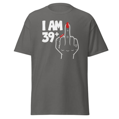 I Am 39+1 Middle Finger T-Shirt – Funny Sassy Age Tee - Charcoal - TeeRipple