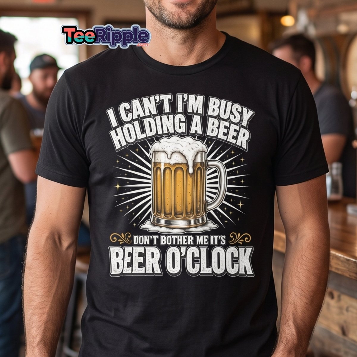 I Can't I'm Busy Holding a Beer T-Shirt - Maroon - TeeRipple