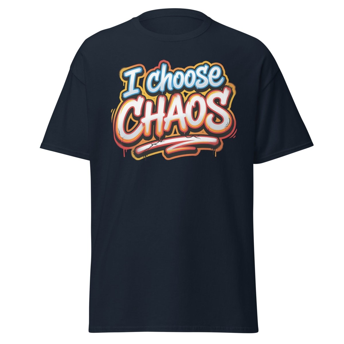 I Choose Chaos Graffiti T-Shirt – Funny Rebel Tee - Navy - TeeRipple