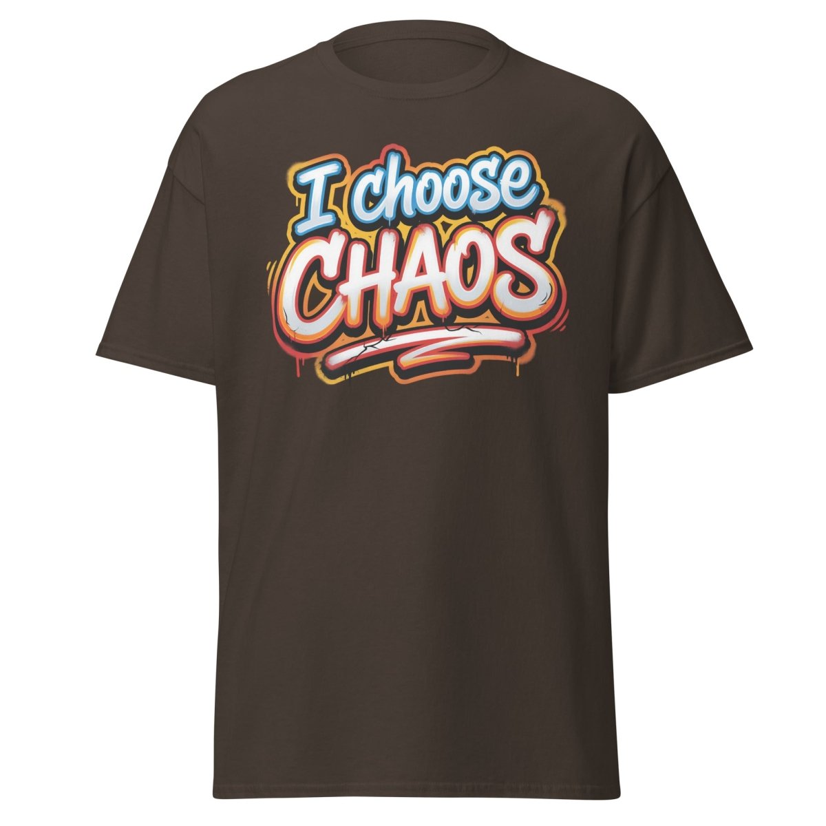 I Choose Chaos Graffiti T-Shirt – Funny Rebel Tee - Dark Chocolate - TeeRipple