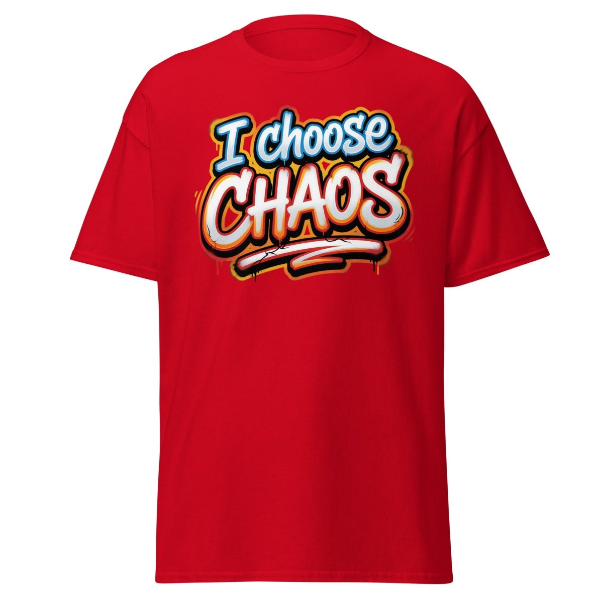 I Choose Chaos Graffiti T-Shirt – Funny Rebel Tee - Red - TeeRipple