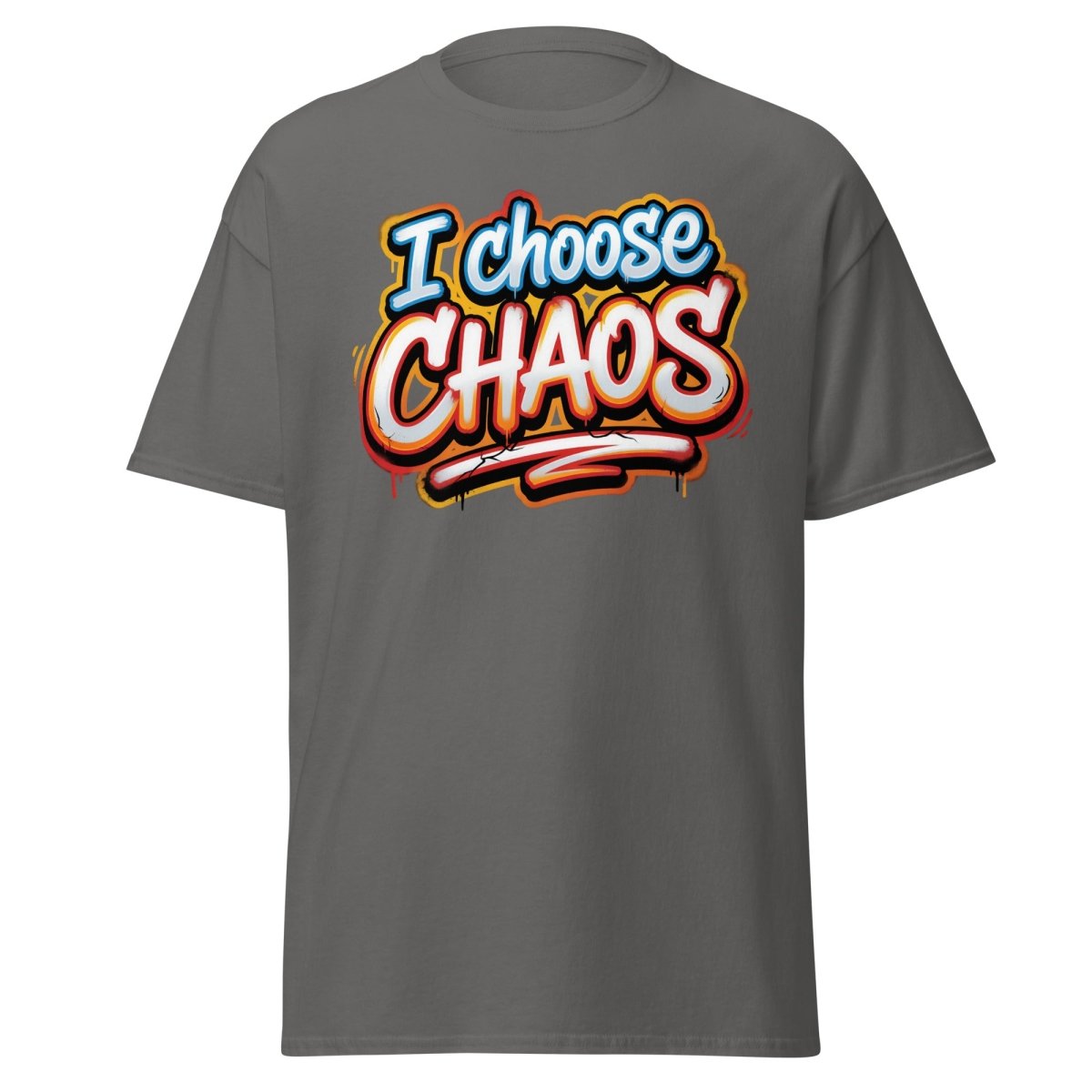 I Choose Chaos Graffiti T-Shirt – Funny Rebel Tee - Charcoal - TeeRipple