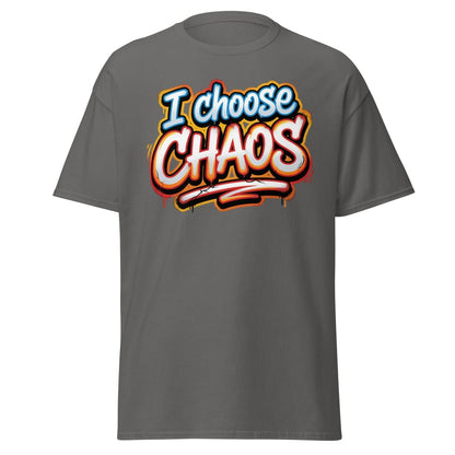I Choose Chaos Graffiti T-Shirt – Funny Rebel Tee - Charcoal - TeeRipple