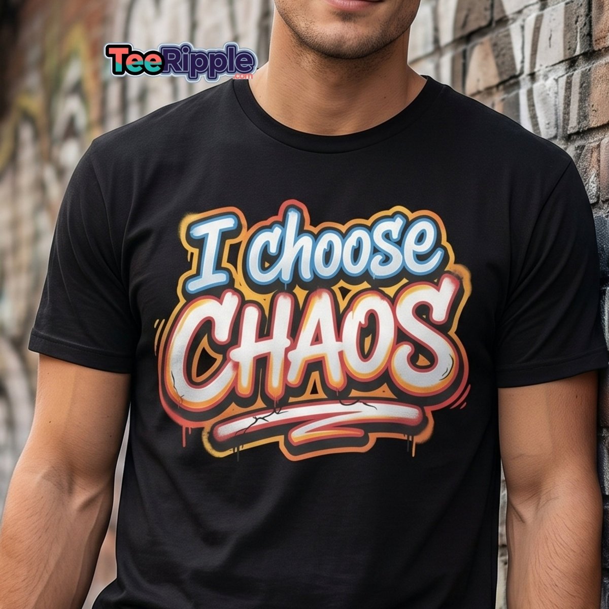 I Choose Chaos Graffiti T-Shirt – Funny Rebel Tee - Maroon - TeeRipple