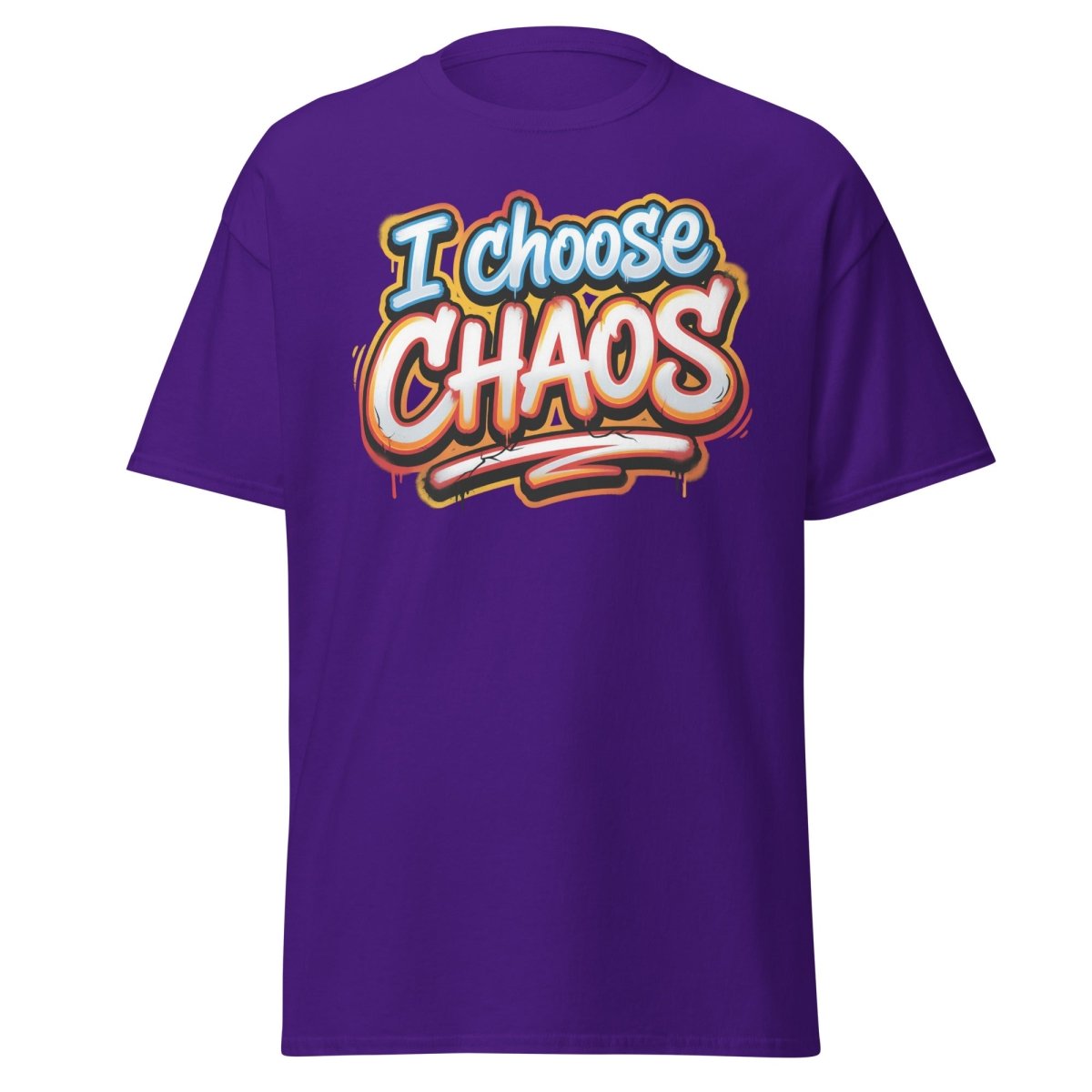 I Choose Chaos Graffiti T-Shirt – Funny Rebel Tee - Purple - TeeRipple