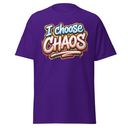I Choose Chaos Graffiti T-Shirt – Funny Rebel Tee - Purple - TeeRipple
