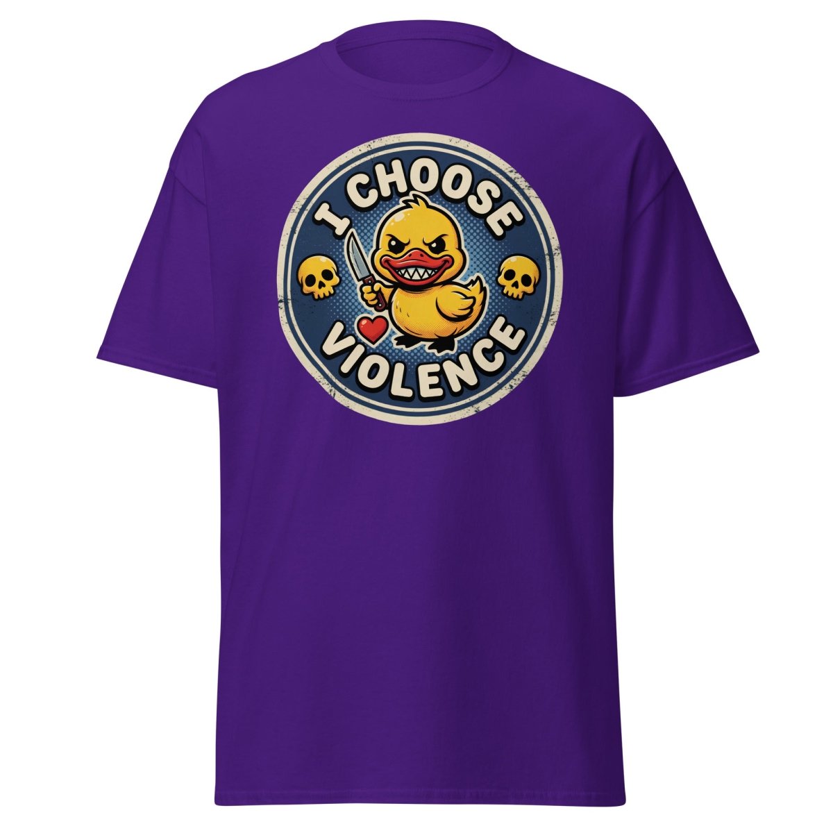 I Choose Violence Duck T-Shirt | Funny Violent Rubber Duck Tee - Purple - TeeRipple