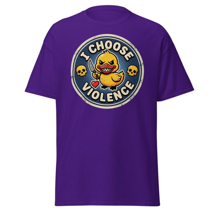 I Choose Violence Duck T-Shirt | Funny Violent Rubber Duck Tee - Purple - TeeRipple