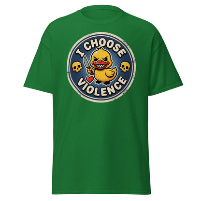 I Choose Violence Duck T-Shirt | Funny Violent Rubber Duck Tee - Turf Green - TeeRipple