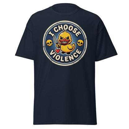 I Choose Violence Duck T-Shirt | Funny Violent Rubber Duck Tee - Navy - TeeRipple