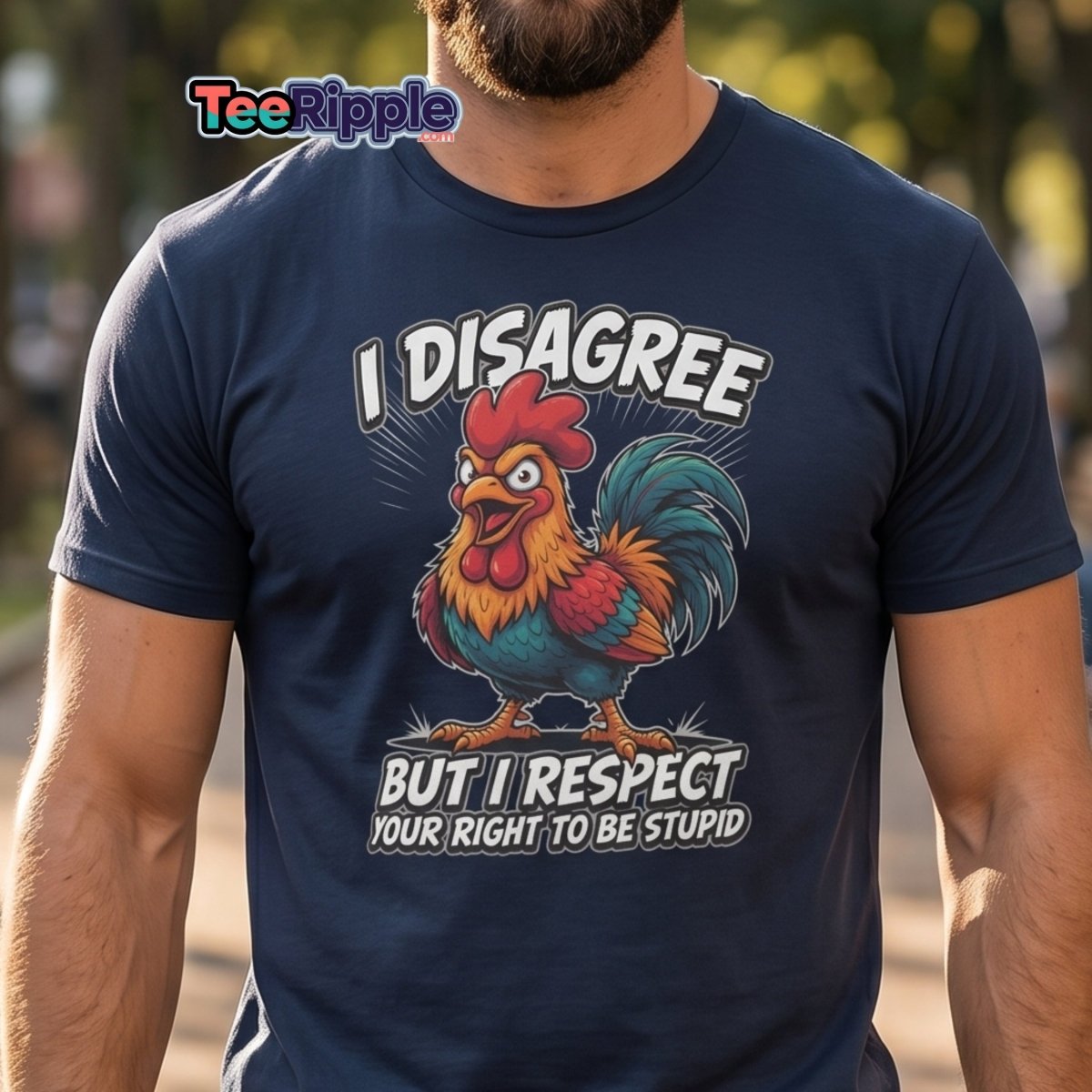 I Disagree But Respect Your Right To Be Stupid Rooster Tee - Maroon - TeeRipple