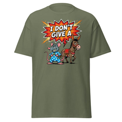 I Don't Give A Rat's Ass Funny T-Shirt - Military Green - TeeRipple