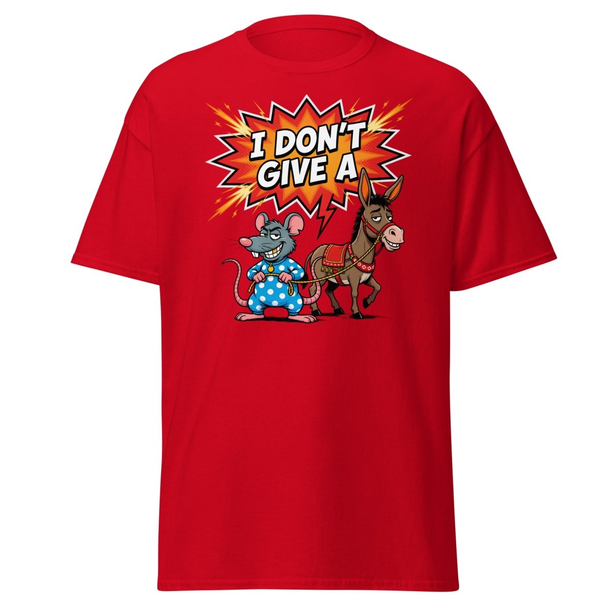 I Don't Give A Rat's Ass Funny T-Shirt - Red - TeeRipple