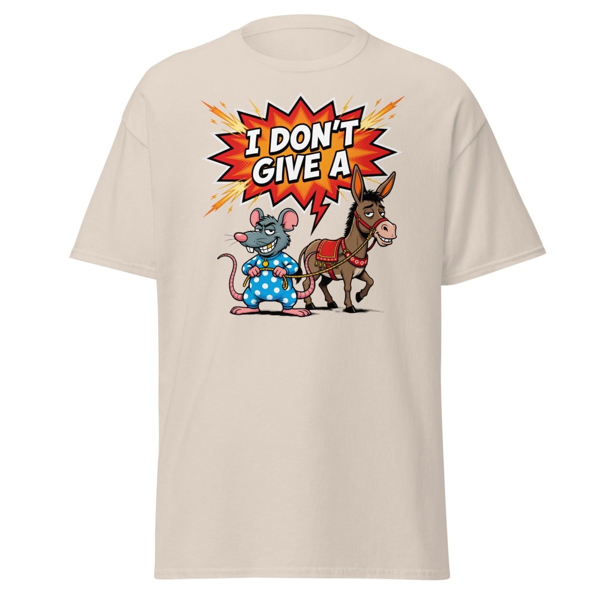 I Don't Give A Rat's Ass Funny T-Shirt - Natural - TeeRipple