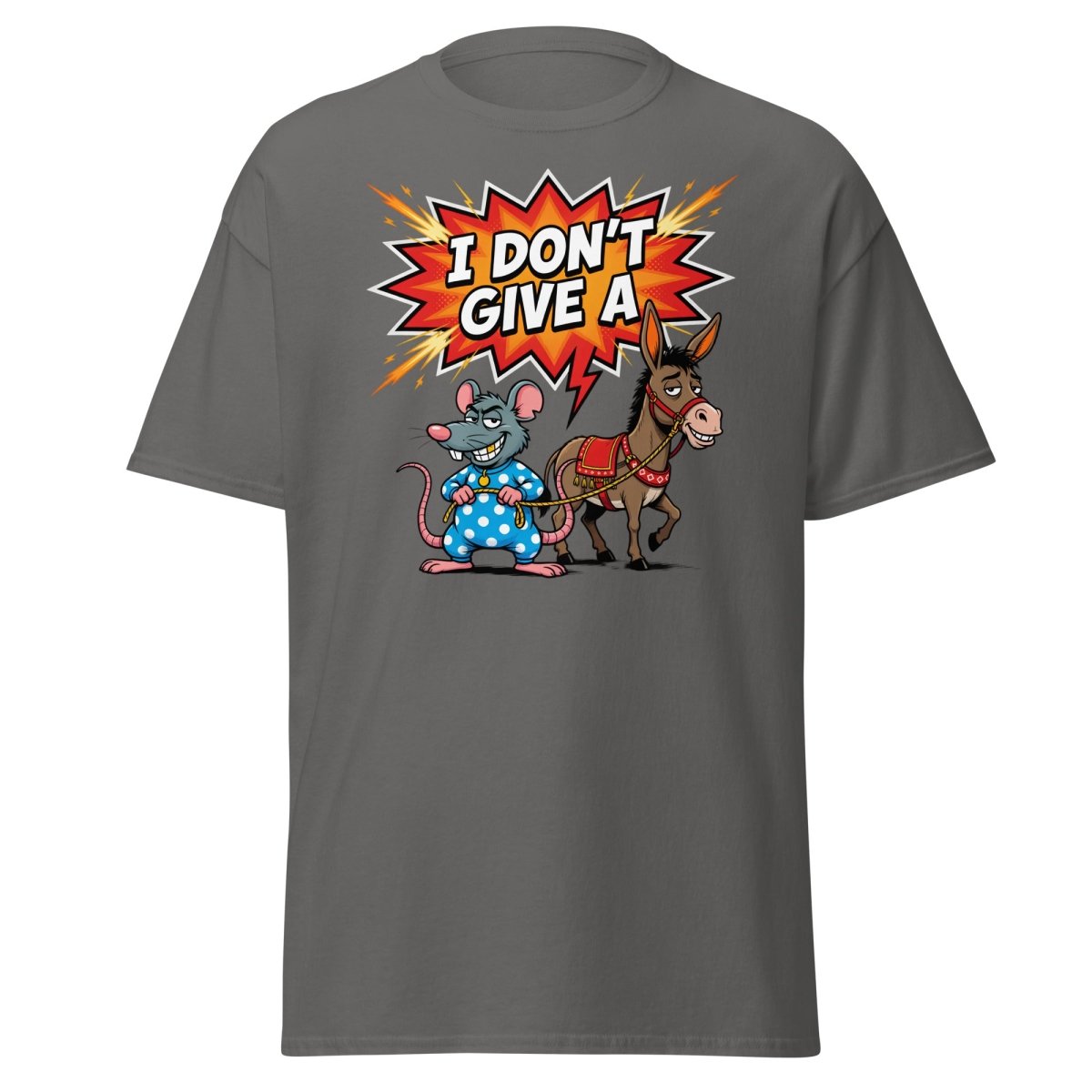 I Don't Give A Rat's Ass Funny T-Shirt - Charcoal - TeeRipple