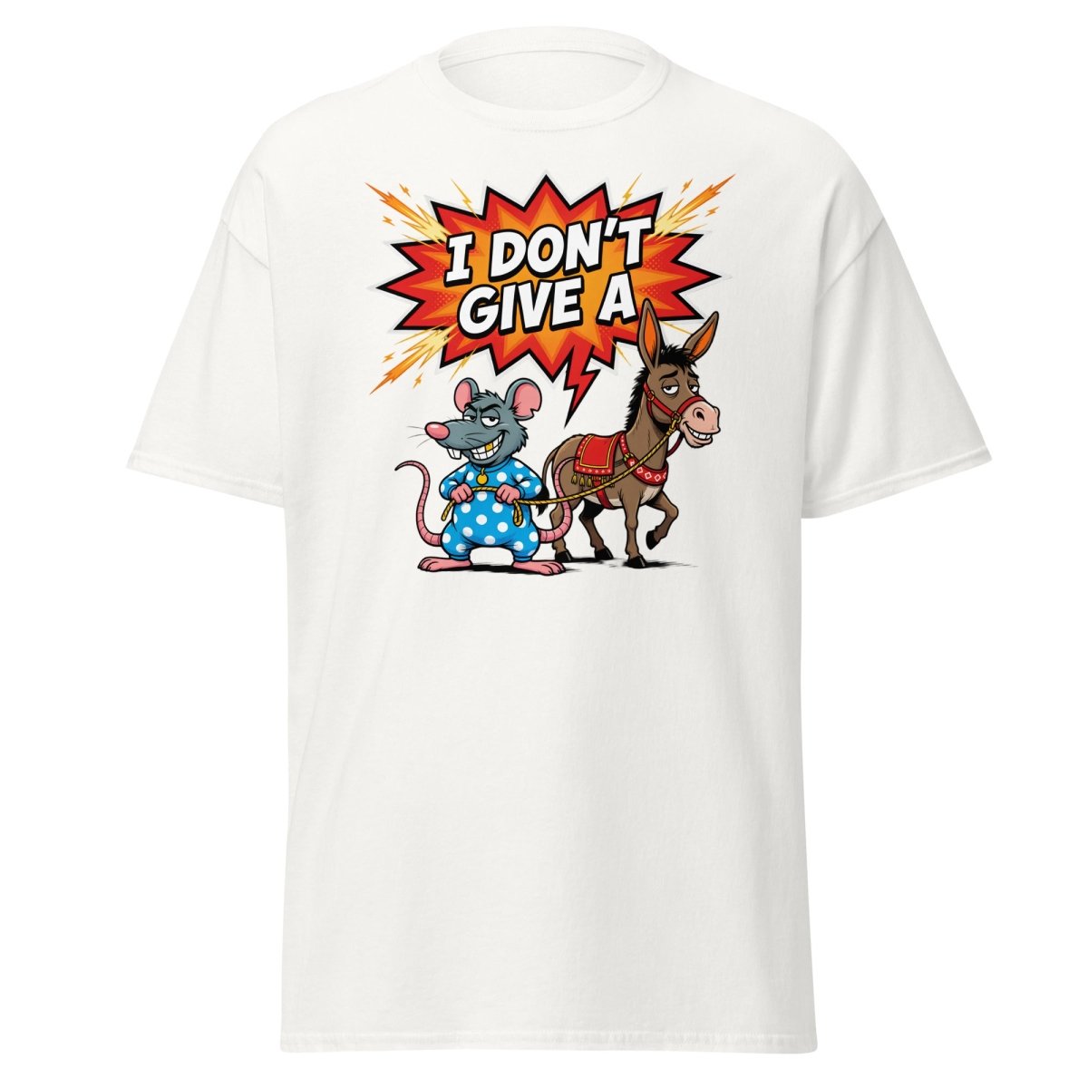 I Don't Give A Rat's Ass Funny T-Shirt - White - TeeRipple