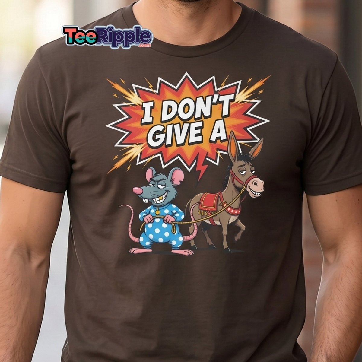 I Don't Give A Rat's Ass Funny T-Shirt - Maroon - TeeRipple