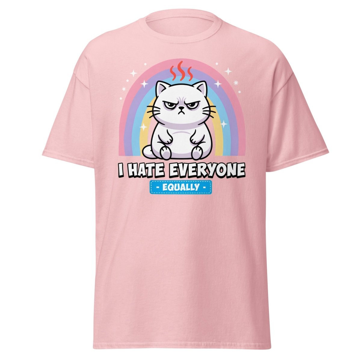I Hate Everyone Equally Grumpy Cat T-Shirt - Light Pink - TeeRipple