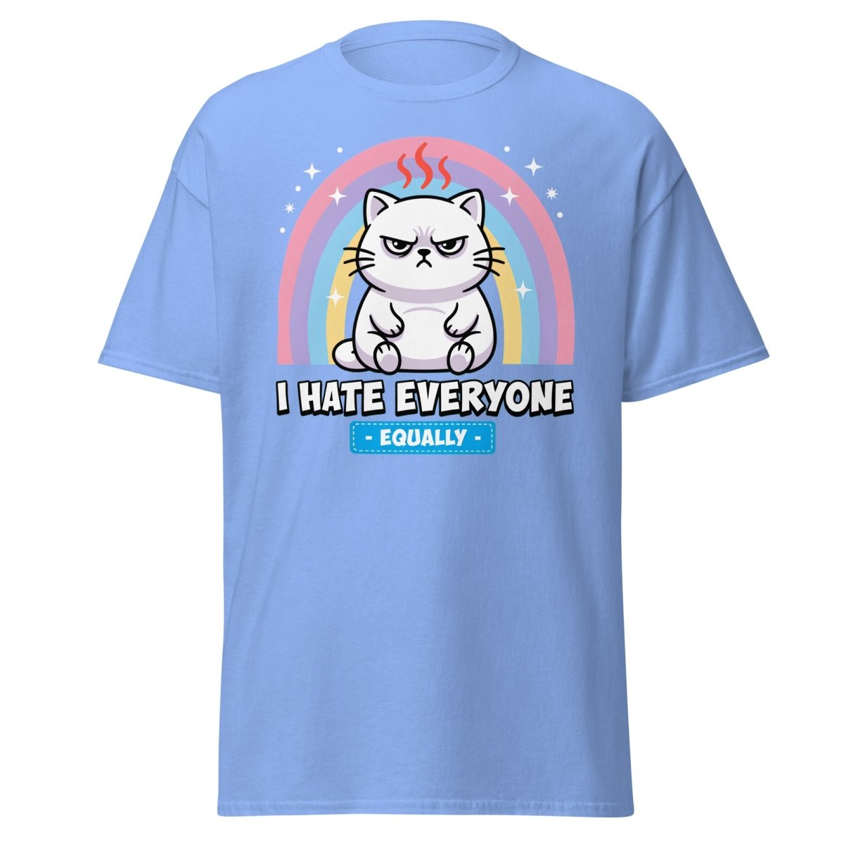 I Hate Everyone Equally Grumpy Cat T-Shirt - Carolina Blue - TeeRipple