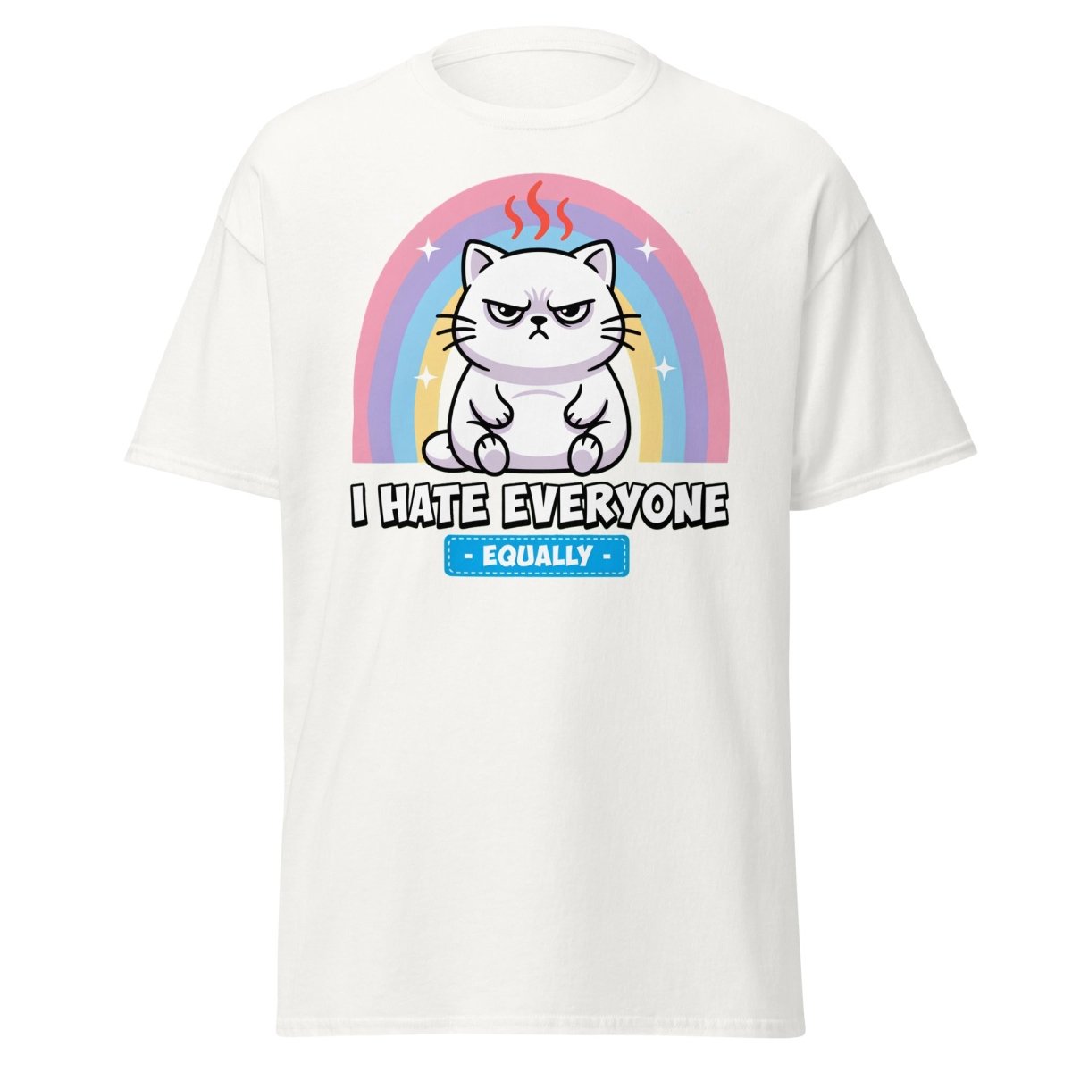 I Hate Everyone Equally Grumpy Cat T-Shirt - White - TeeRipple
