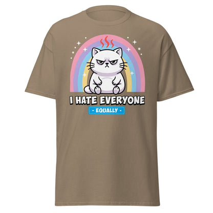 I Hate Everyone Equally Grumpy Cat T-Shirt - Brown Savana - TeeRipple