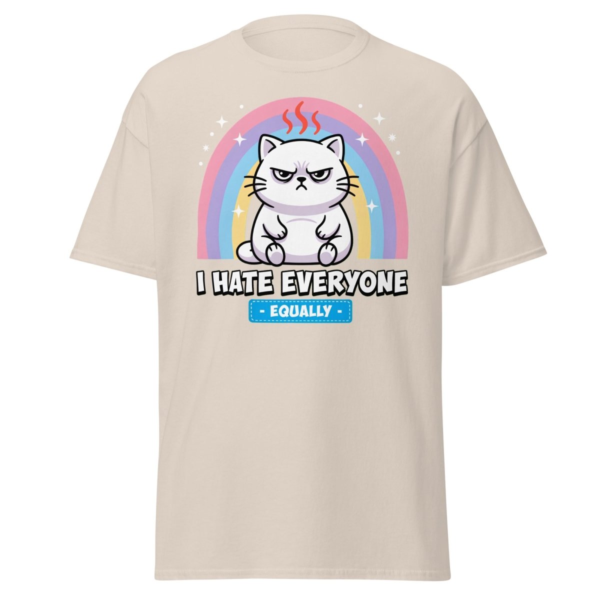 I Hate Everyone Equally Grumpy Cat T-Shirt - Natural - TeeRipple