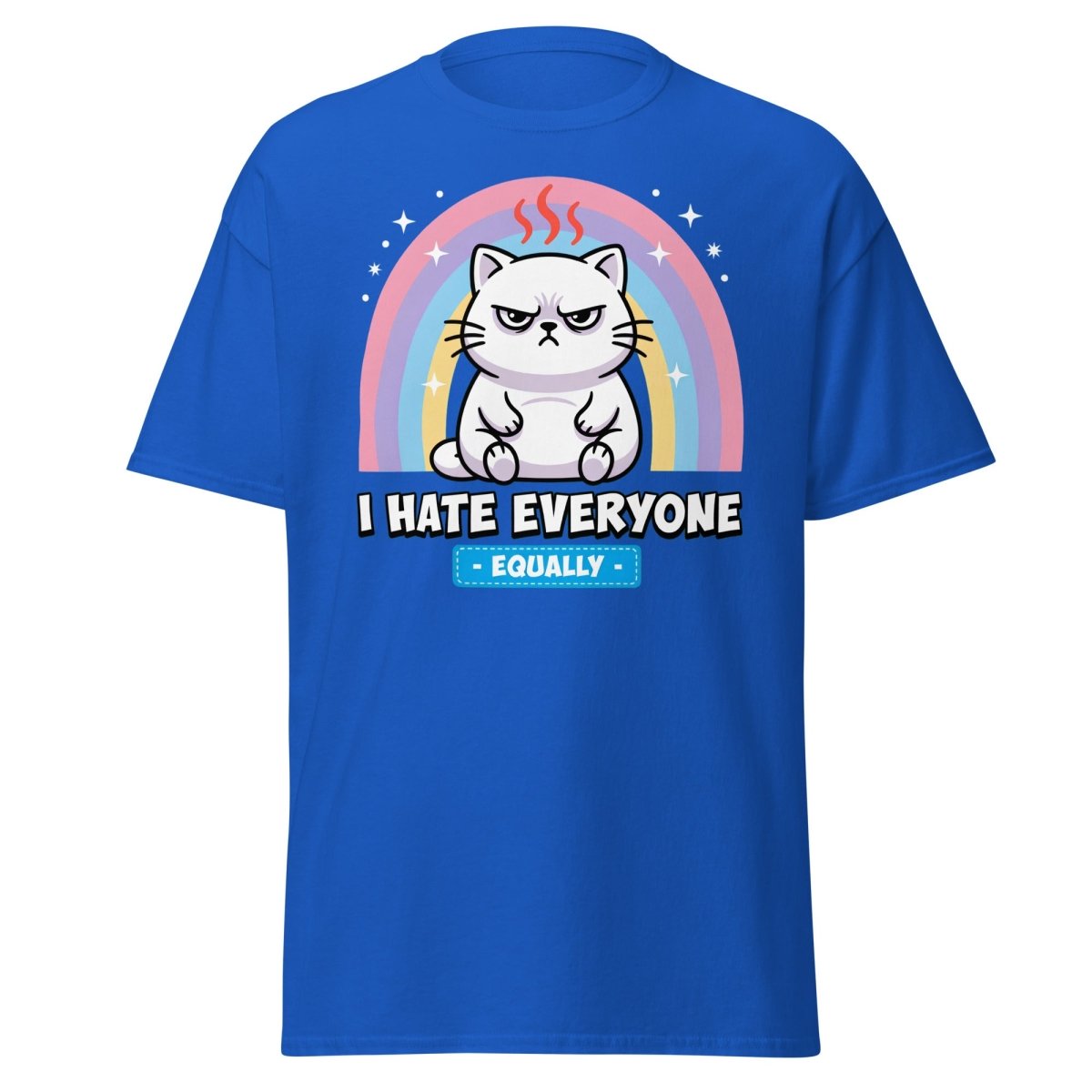 I Hate Everyone Equally Grumpy Cat T-Shirt - Royal - TeeRipple