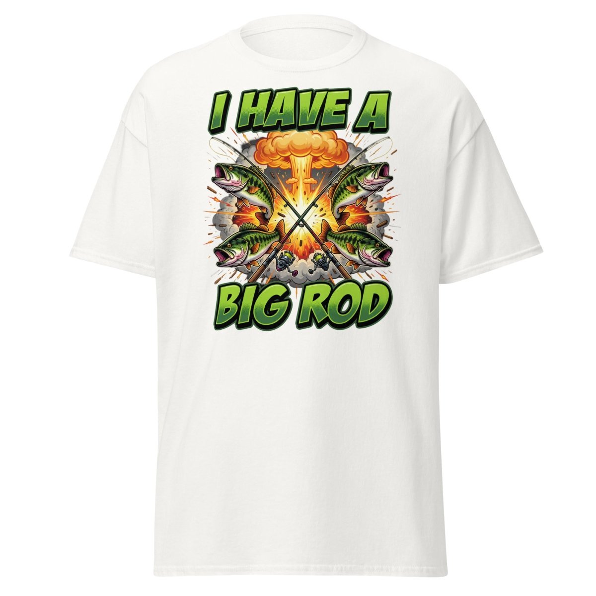 I Have A Big Rod Funny Fishing T-Shirt - White - TeeRipple