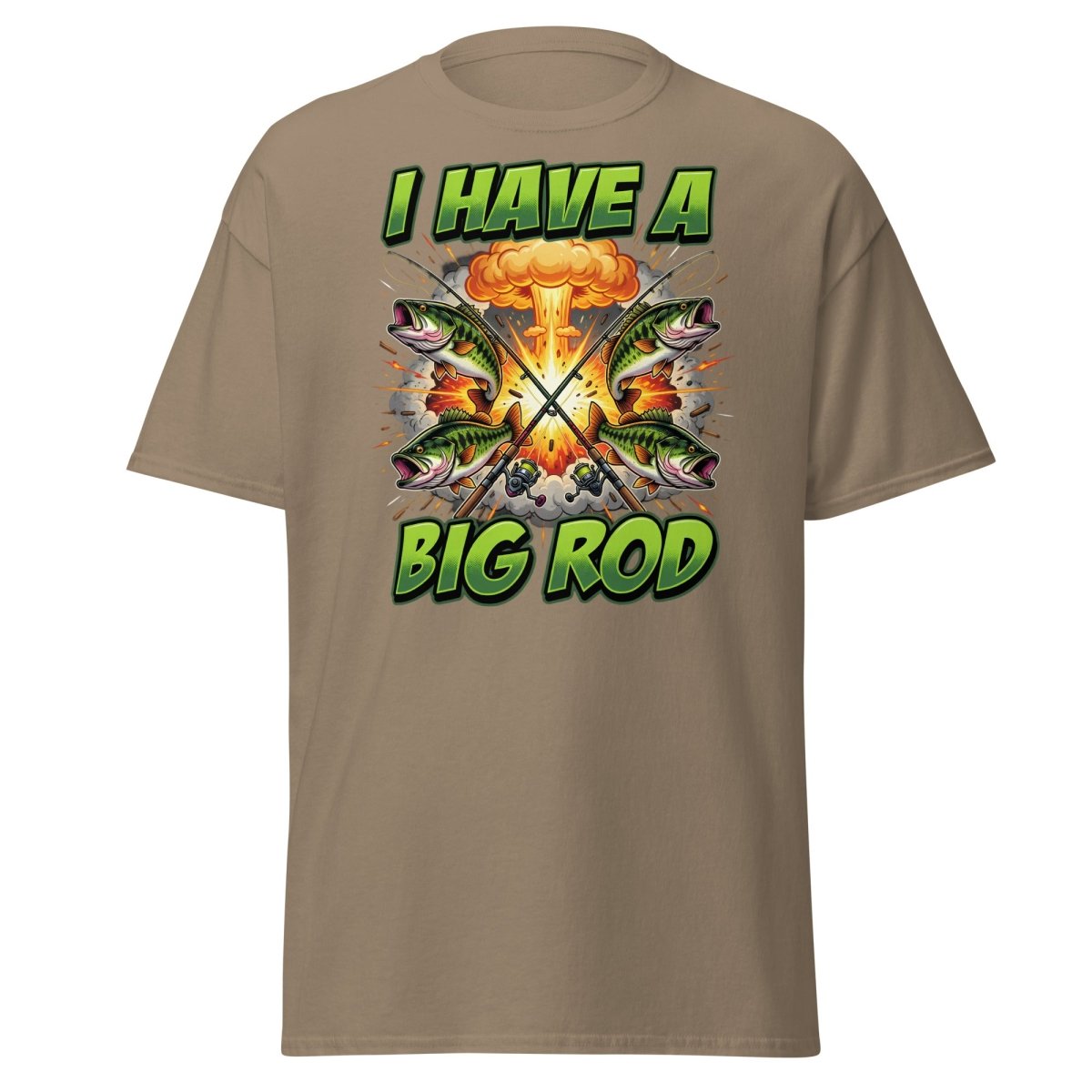 I Have A Big Rod Funny Fishing T-Shirt - Brown Savana - TeeRipple