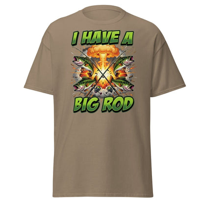 I Have A Big Rod Funny Fishing T-Shirt - Brown Savana - TeeRipple