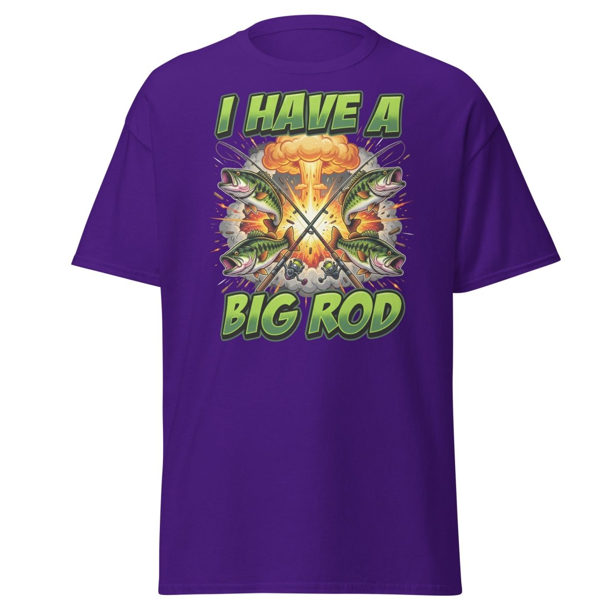 I Have A Big Rod Funny Fishing T-Shirt - Purple - TeeRipple