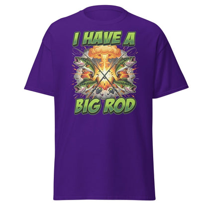 I Have A Big Rod Funny Fishing T-Shirt - Purple - TeeRipple