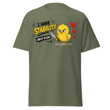 I Have Stability Chick Funny Tee - Military Green - TeeRipple
