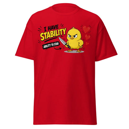 I Have Stability Chick Funny Tee - Red - TeeRipple