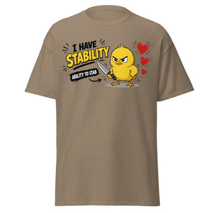 I Have Stability Chick Funny Tee - Brown Savana - TeeRipple