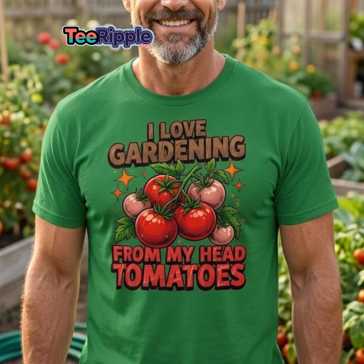 I Love Gardening From My Head Tomatoes T-Shirt | Funny Tomato Pun Tee - Maroon - TeeRipple
