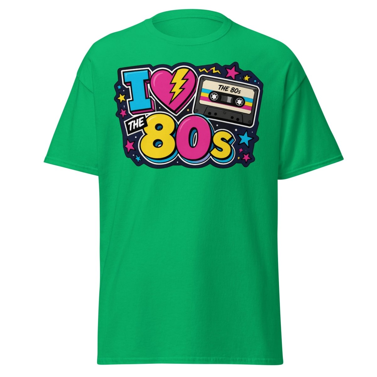 I Love The 80s Neon Graphic Tee - Irish Green - TeeRipple