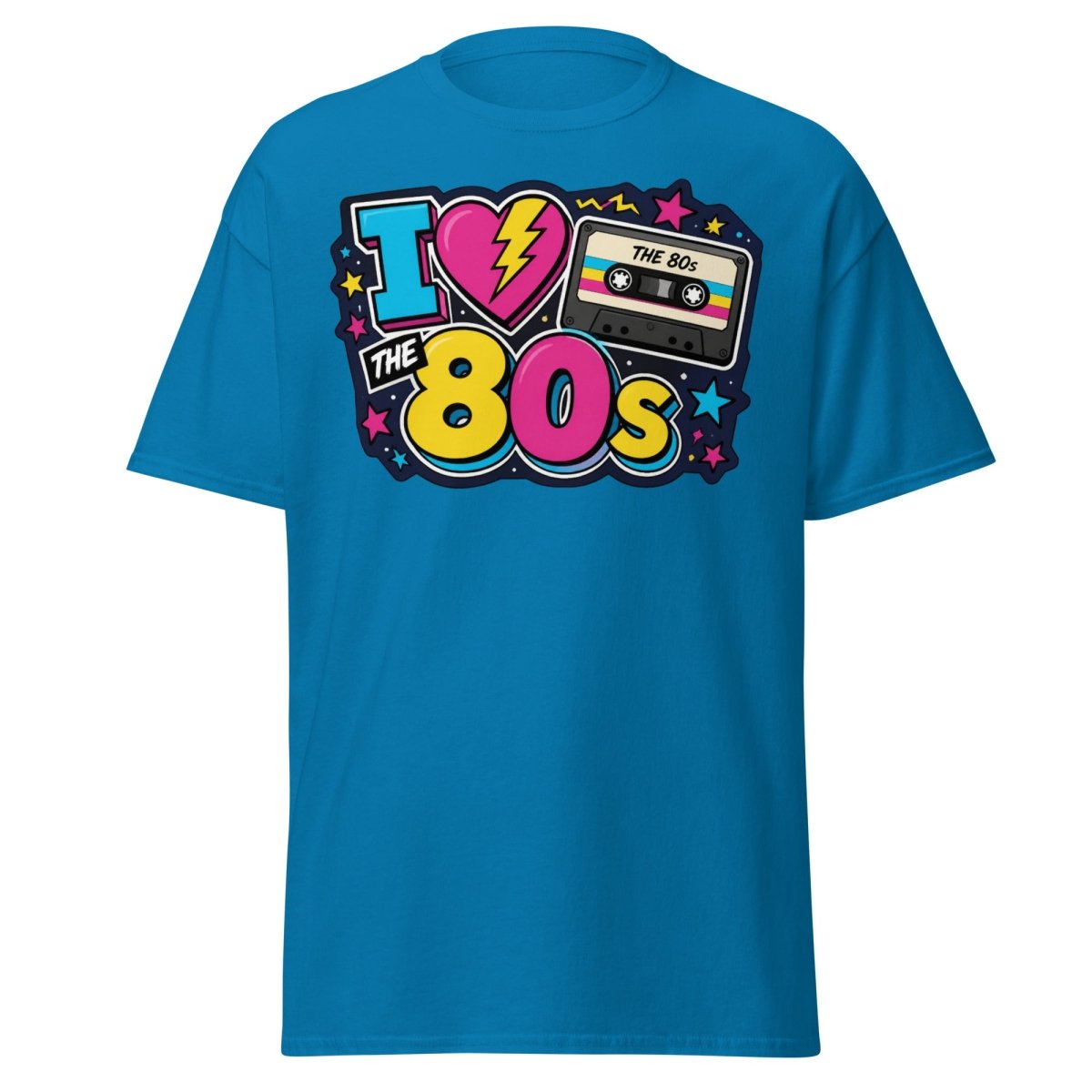 I Love The 80s Neon Graphic Tee - Sapphire - TeeRipple