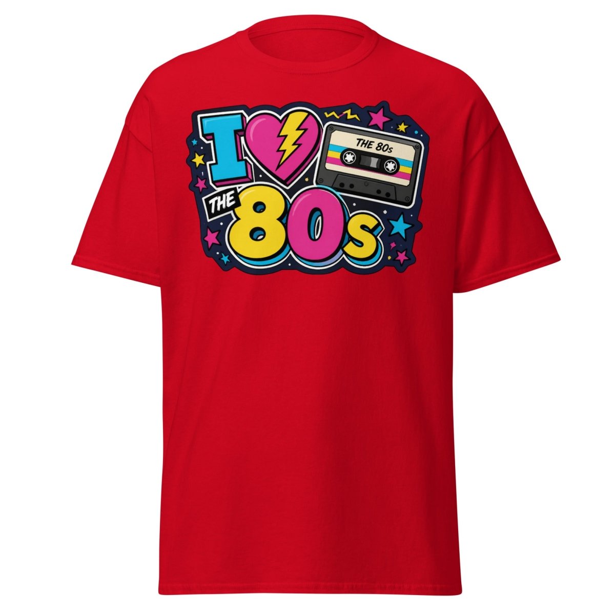 I Love The 80s Neon Graphic Tee - Red - TeeRipple