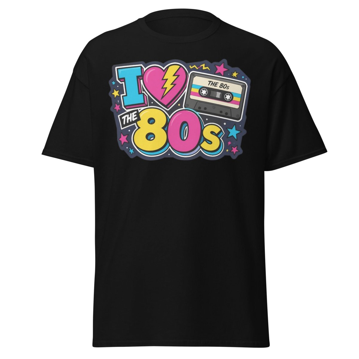 I Love The 80s Neon Graphic Tee - Black - TeeRipple
