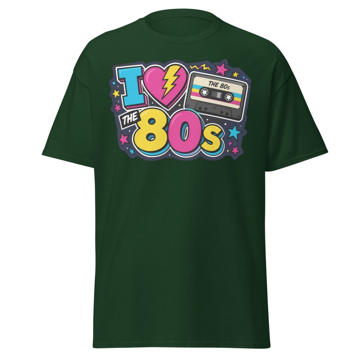 I Love The 80s Neon Graphic Tee - Forest Green - TeeRipple