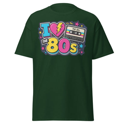 I Love The 80s Neon Graphic Tee - Forest Green - TeeRipple