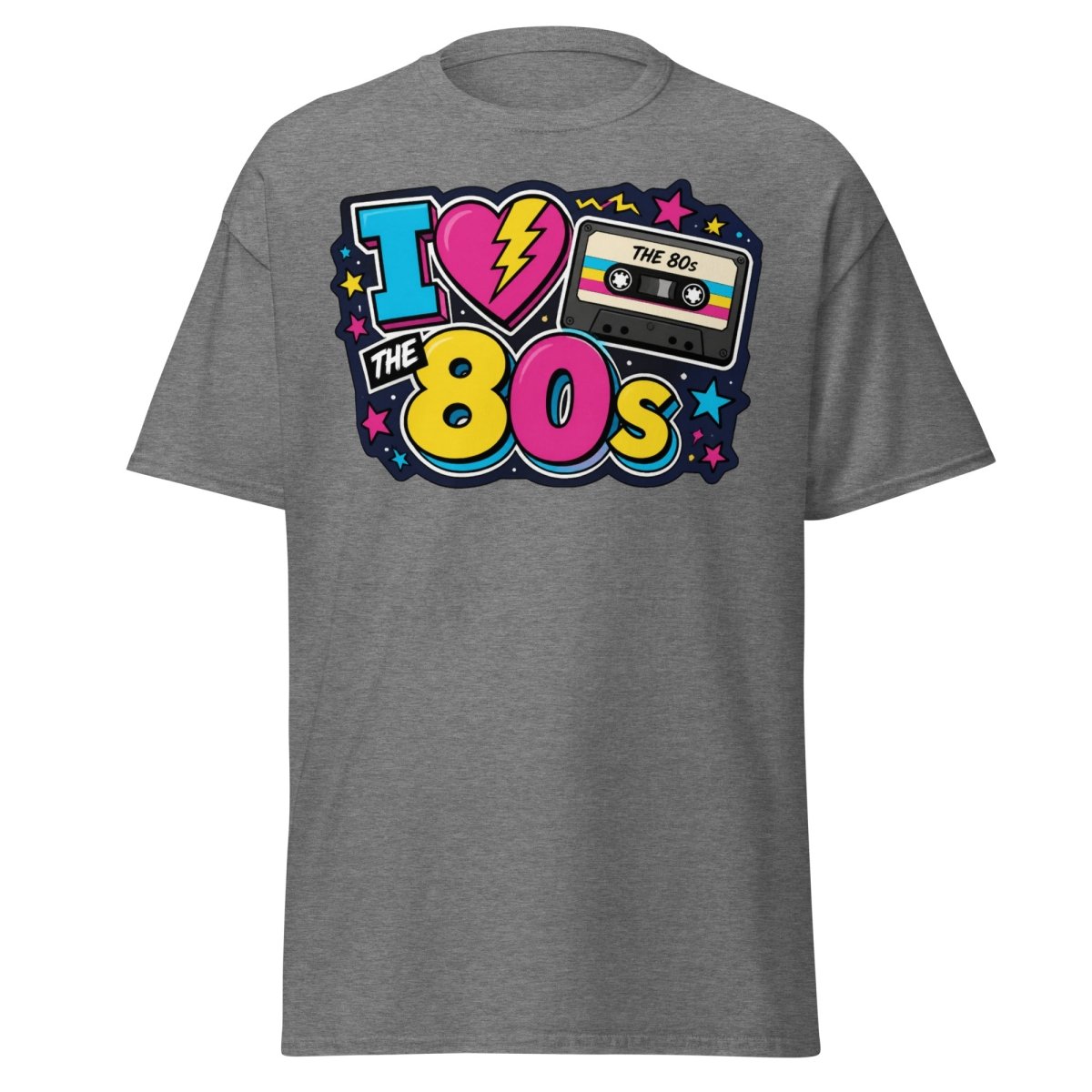 I Love The 80s Neon Graphic Tee - Graphite Heather - TeeRipple