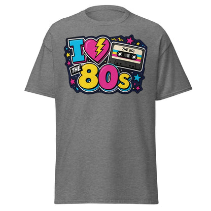 I Love The 80s Neon Graphic Tee - Graphite Heather - TeeRipple