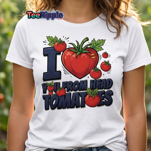 I Love You From Head Tomatoes Funny T-Shirt - Sapphire - TeeRipple