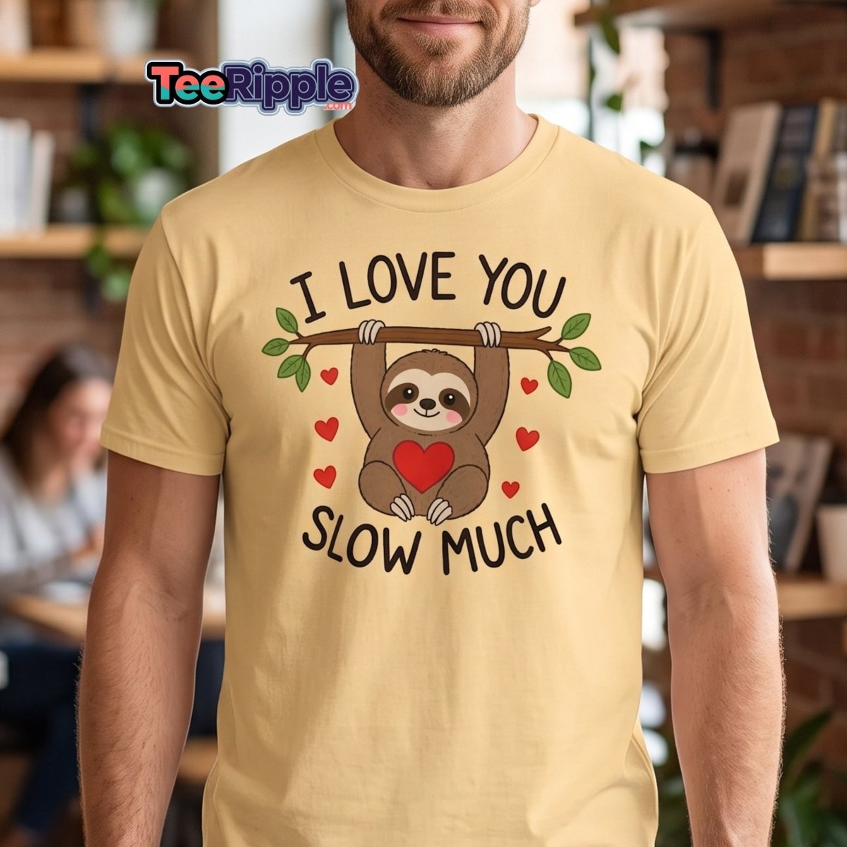 I Love You Slow Much Sloth Tee - Red - TeeRipple