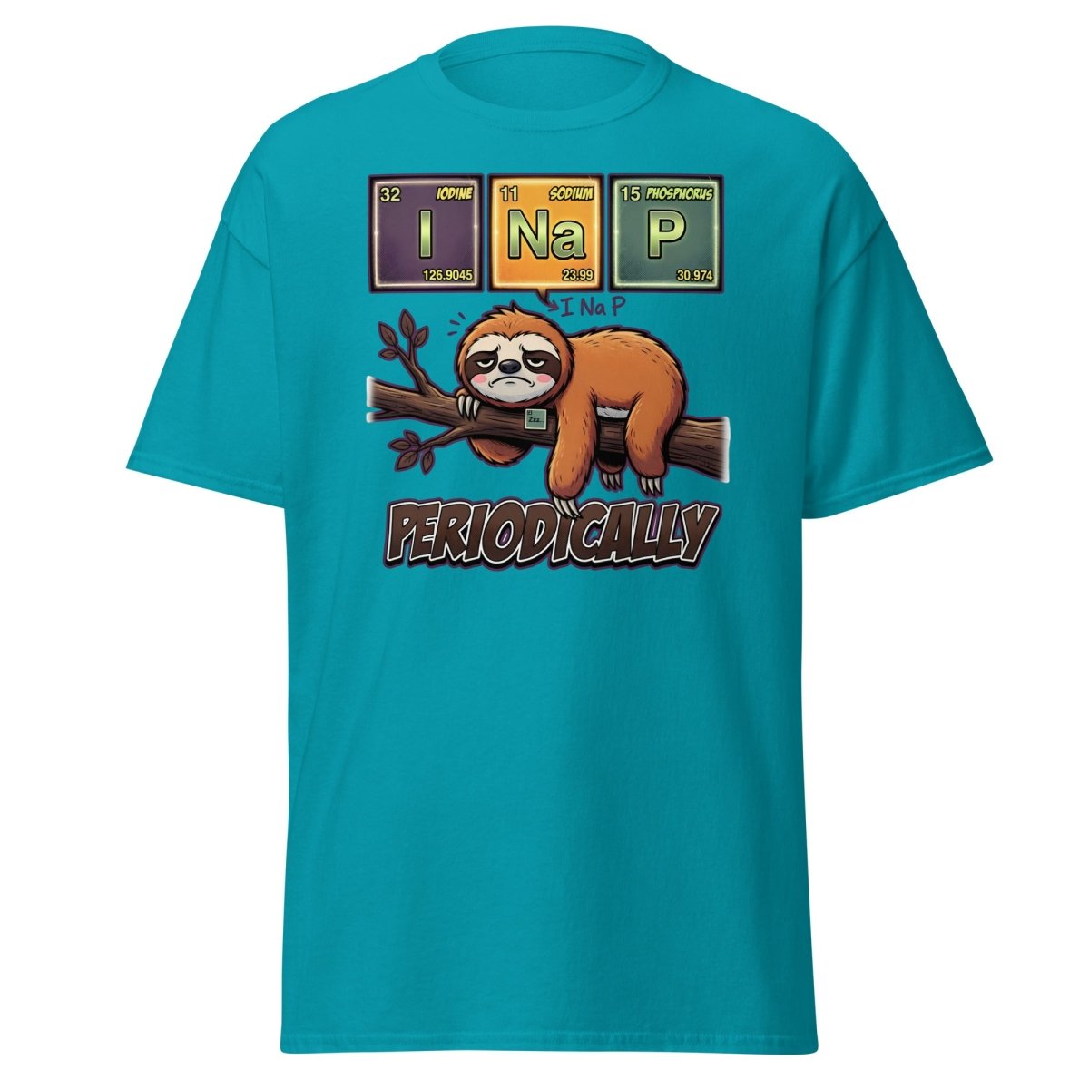 I Nap Periodically Sloth Funny Science Pun T-Shirt - Tropical Blue - TeeRipple