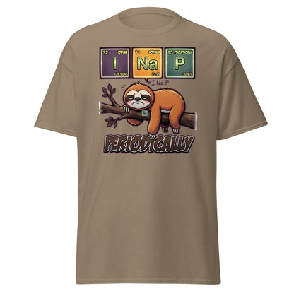 I Nap Periodically Sloth Funny Science Pun T-Shirt - Brown Savana - TeeRipple